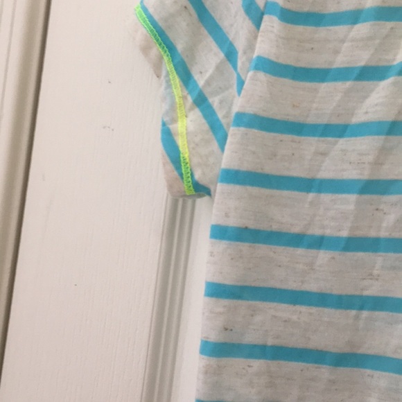 FINAL MARKDOWN Wet Seal Blue and Yellow Striped Short Sleeve Tee Junior large - Picture 4 of 5